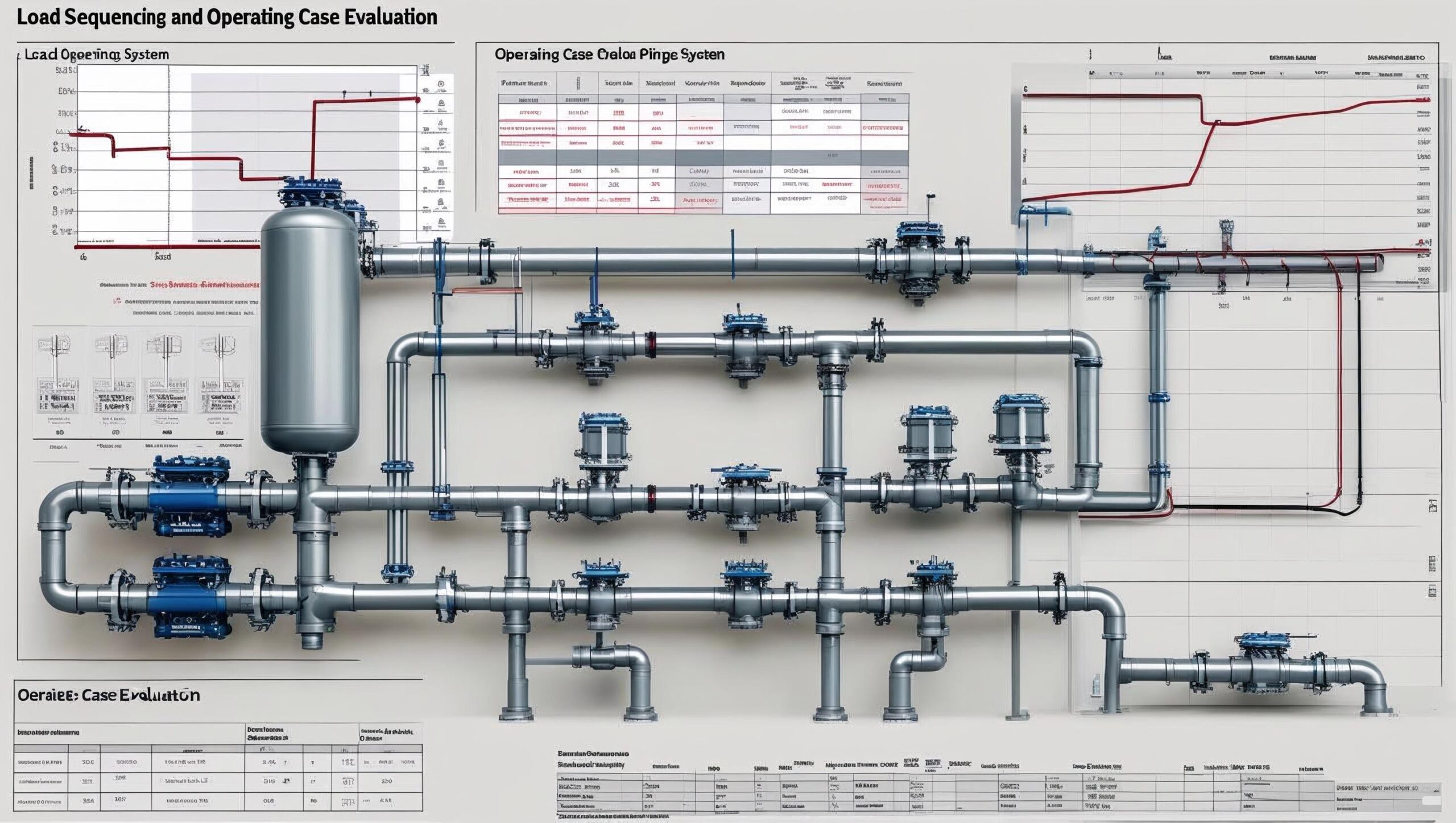 Load sequencing and operating case evaluation for piping stress analysis