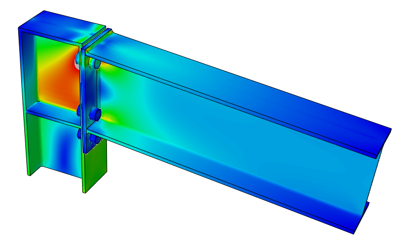 Finite element analysis of a rigid-frame bolted connection