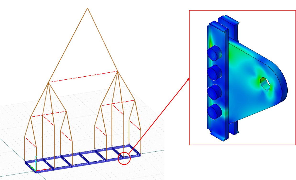 Lifting analysis of a skid package and lifting lug finite element analysis