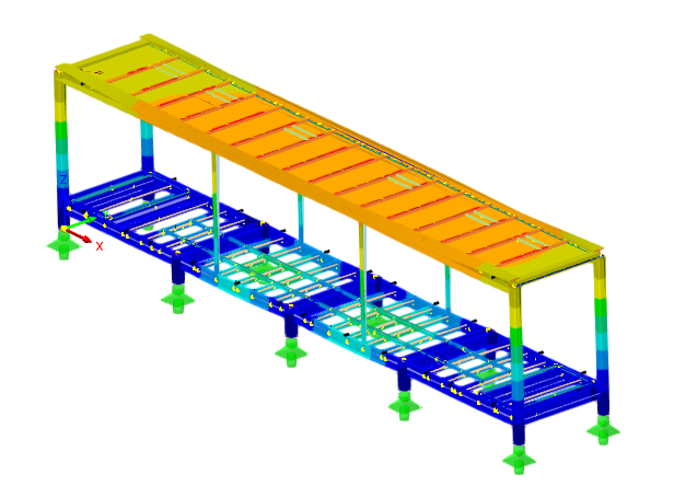 Finite element analysis showing seismic deflection of a data centre enclosure