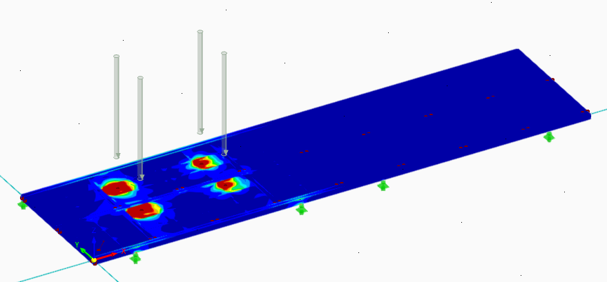 Finite element analysis showing stresses due to concentrated equipment loads on a bridge-door assembly